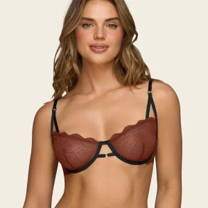 Soutien-gorge à armatures en dentelle transparente festonnée non doublé