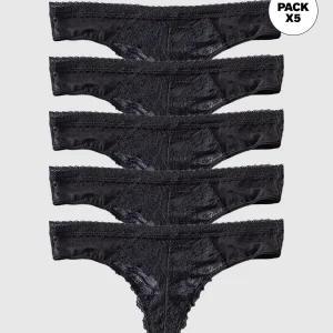 Lot de 5 culottes strings brésiliennes en dentelle