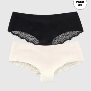 Lot de 2 culottes coquines avec dentelle