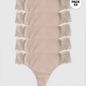 Lot de 5 soutiens-gorge brésiliens invisibles avec touches de dentelle sur les côtés