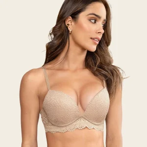 Soutien-gorge double push-up à décolleté profond en dentelle
