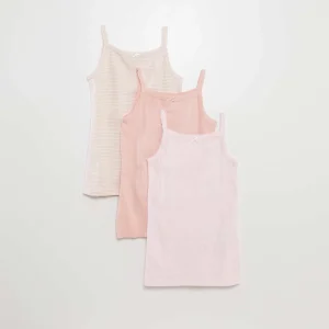 Lot de 3 débardeurs en maille pointelle ROSE