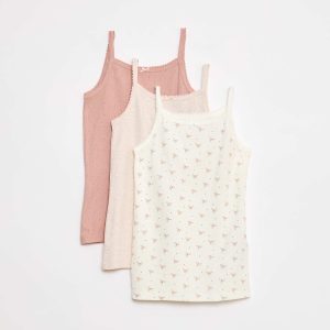 Lot de 3 débardeurs en maille pointelle BLANC