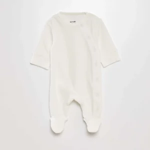 Pyjama en velours avec manches ajustables Blanc