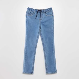 Jean à taille élastiquée avec cordons Double stone