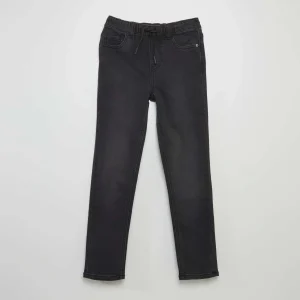 Jean à taille élastiquée avec cordons Noir