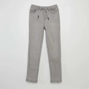 Jean à taille élastiquée avec cordons Gris