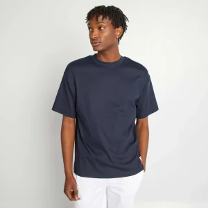 T-shirt col rond en coton BLEU