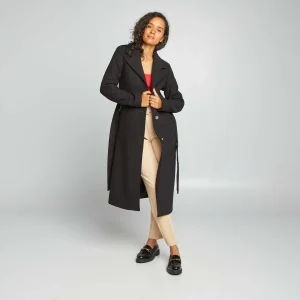 Manteau long en lainage noir