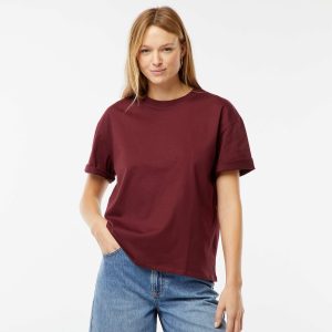 T-shirt oversize à col rond ROUGE