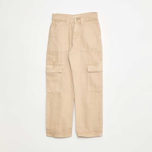Pantalon denim multipoches BEIGE