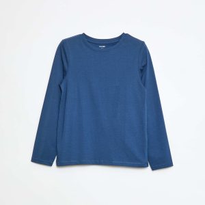 T-shirt basique à manches longues BLEU