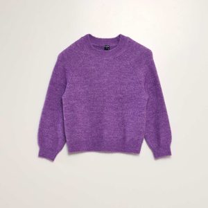 Pull en maille à col rond Violet