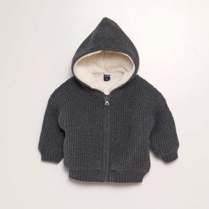 Gilet en tricot avec capuche Gris foncé