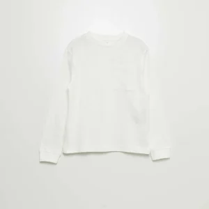 T-shirt à manches longues en coton blanc