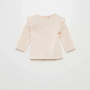Tee-shirt avec épaules volantées Rose