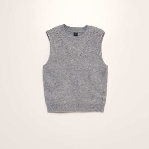 Pull en maille sans manches Gris
