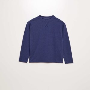 Pull col rond mouchetée Marine