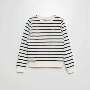 Sweat en molleton à motif BLANC/MARINE