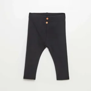 Legging côtelé avec boutons Noir