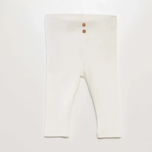 Legging côtelé avec boutons BLANC