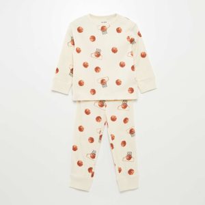 Pyjama imprimé en maille - 2 pièces BLANC