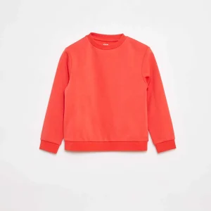 Sweat en molleton gratté uni ROUGE