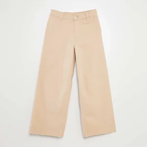 Pantalon en jean coupe large / wide leg Beige