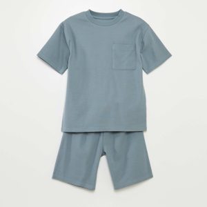 Ensemble pyjama court matière gaufrée - 2 pièces BLEU