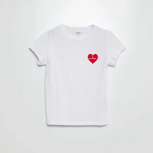 T-shirt en maille jersey imprimé BLANC