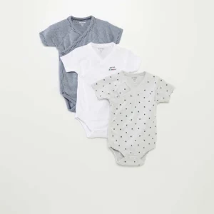 Lot de 3 bodies avec col croisé GRIS