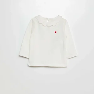 T-shirt avec collerette Blanc