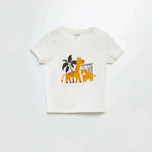 T-shirt manches courtes avec imprimé BLANC