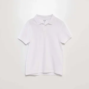 Polo uni en maille piquée BLANC