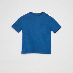 T-shirt uni avec poche BLEU