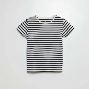 T-shirt à manches courtes rayé BLEU