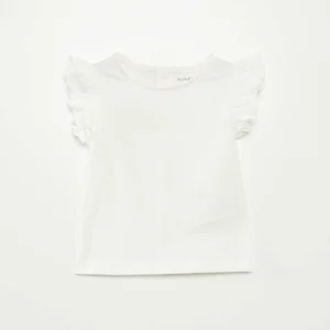 T-shirt à manches courtes volantées BLANC