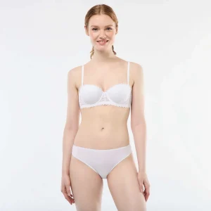 Culotte en microfibre et en dentelle BLANC