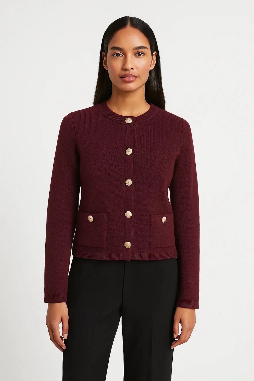 Cardigan Femme | coupe courte | maille fine boutonnée pour Mi-Saison – Image 2