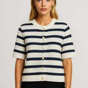 Cardigan Femme | manches courtes | maille texturée boutonnée pour Été
