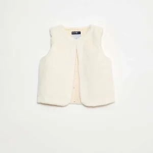 Gilet sans manches en fausse fourrure BLANC