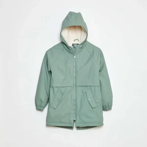 Parka en caoutchouc déperlant à capuche entièrement doublée VERT