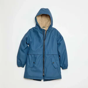 Parka déperlante à capuche moutonnée BLEU
