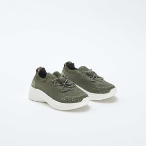 Baskets de running avec lacets élastiqués KAKI