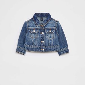 Veste denim avec ouverture pressionnée BLEU