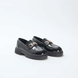 Mocassins vernis avec boucle dorée NOIR