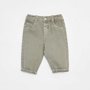 Pantalon en twill paperbag taille 3/4 VERT