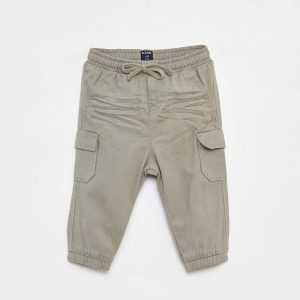 Pantalon jogger en twill avec poches à rabat VERT