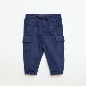 Pantalon jogger en twill avec poches à rabat BLEU