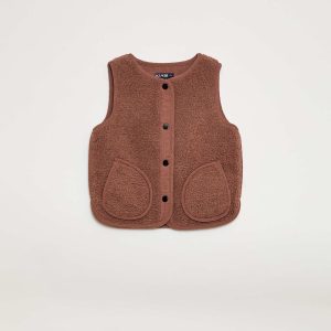 Veste effet moutonnée sans manches MARRON